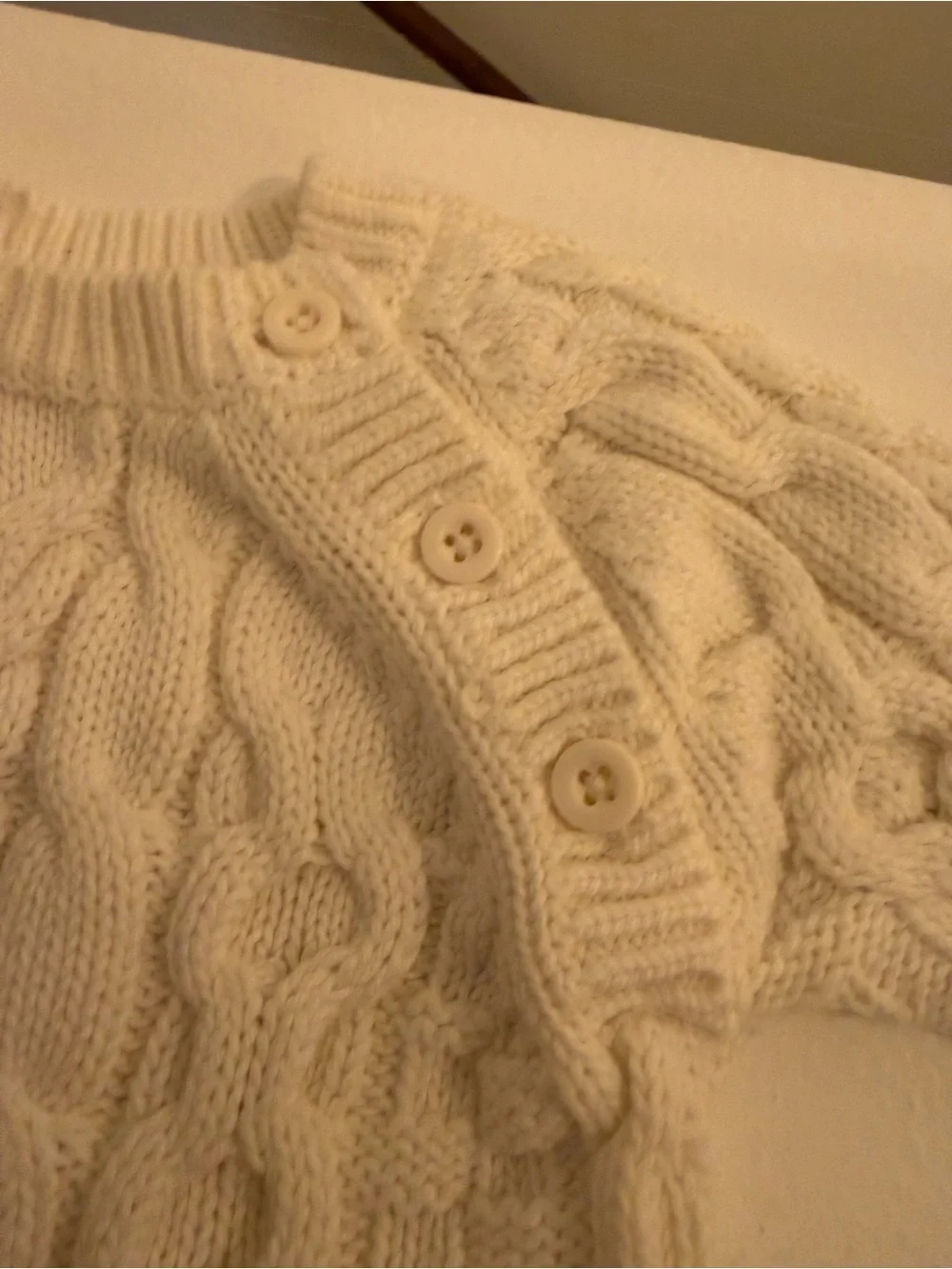 Hope & Henry Baby 100% Organic Cotton Cable Knit Romper Ivory 3-6M